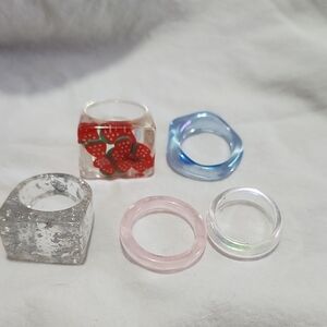 Trendy Acrylic Ring Set - Multicolor
